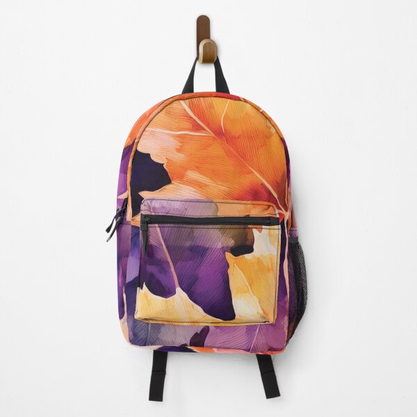 Item preview, Fall season minimalist maple leaves, plaid pattern, checkered tablecloth,complementary orange and purple maple leaf watercolour painting, vintage autumn theme leaf designed and sold by navitalidesign.