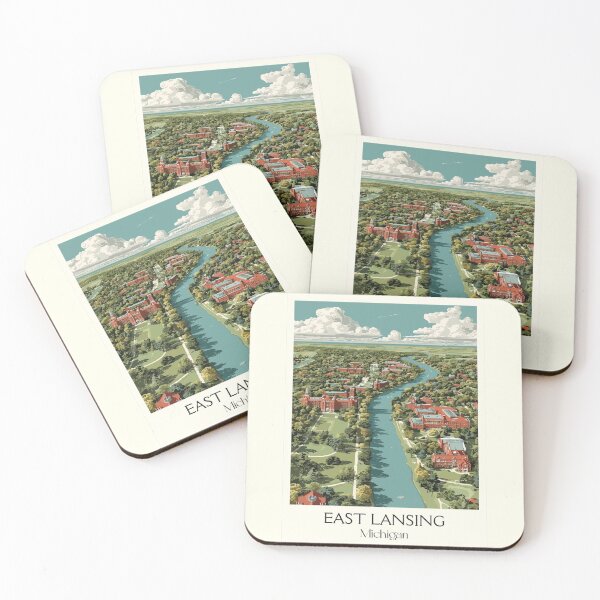 Item preview, East Lansing Michigan Retro Travel Art | Spartan College Town Design designed and sold by TuncGK.