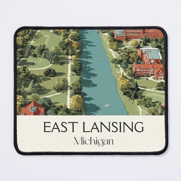 Item preview, East Lansing Michigan Retro Travel Art | Spartan College Town Design designed and sold by TuncGK.