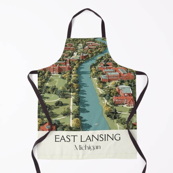 Item preview, East Lansing Michigan Retro Travel Art | Spartan College Town Design designed and sold by TuncGK.