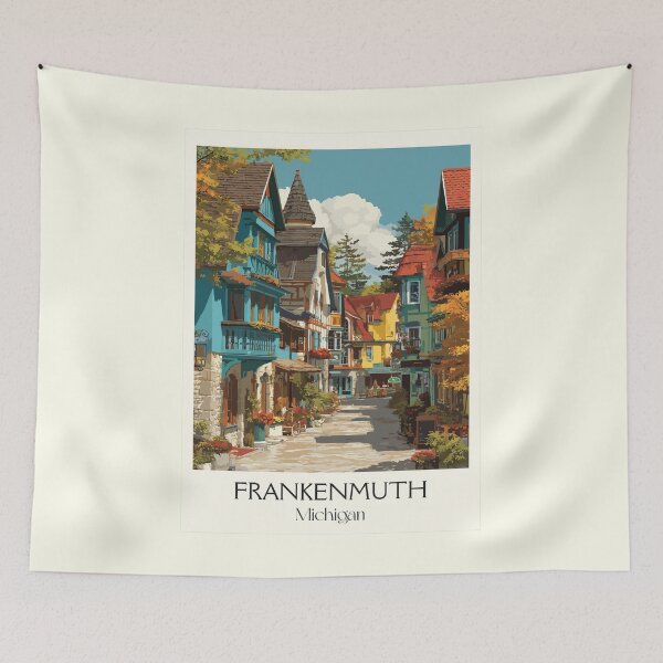 Item preview, Frankenmuth Michigan Vintage Travel Art | Little Bavaria Illustration designed and sold by TuncGK.