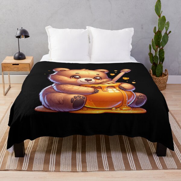 Item preview, Kawaii Honey Bear Art: Cute Bear with Honey Pot and Dipper Sweet Treat Design designed and sold by NSB-Design.