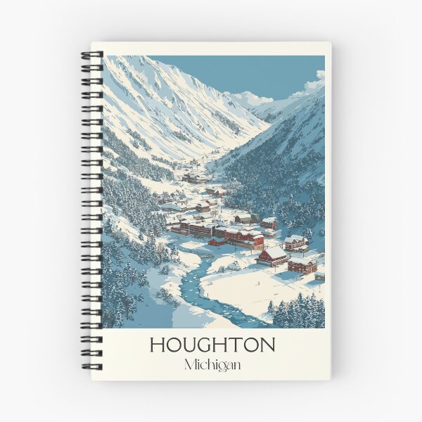 Item preview, Houghton Michigan Retro Travel Art | Keweenaw Winter Wonderland Design designed and sold by TuncGK.