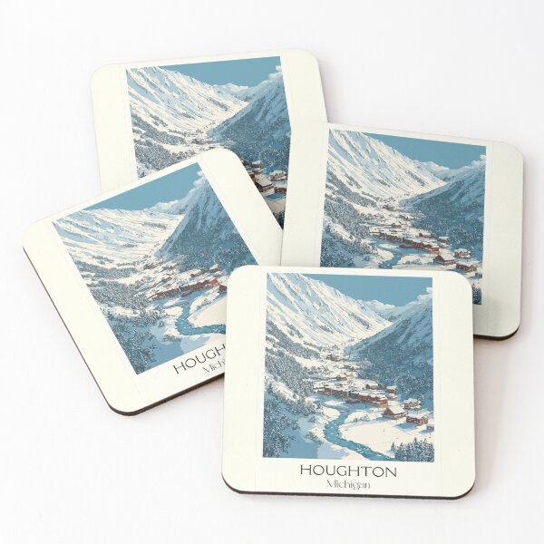 Item preview, Houghton Michigan Retro Travel Art | Keweenaw Winter Wonderland Design designed and sold by TuncGK.