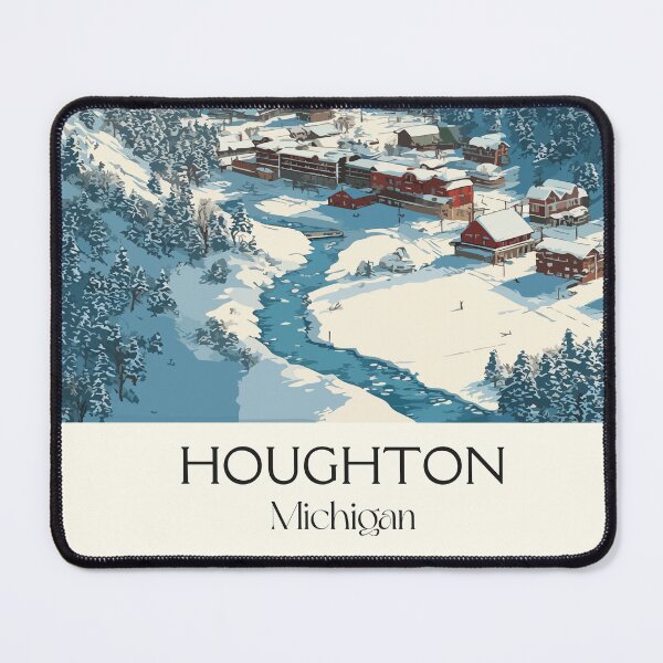 Item preview, Houghton Michigan Retro Travel Art | Keweenaw Winter Wonderland Design designed and sold by TuncGK.