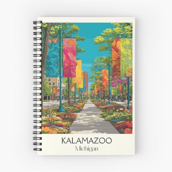 Item preview, Kalamazoo Michigan Vintage Travel Art | Downtown Mall Illustration designed and sold by TuncGK.