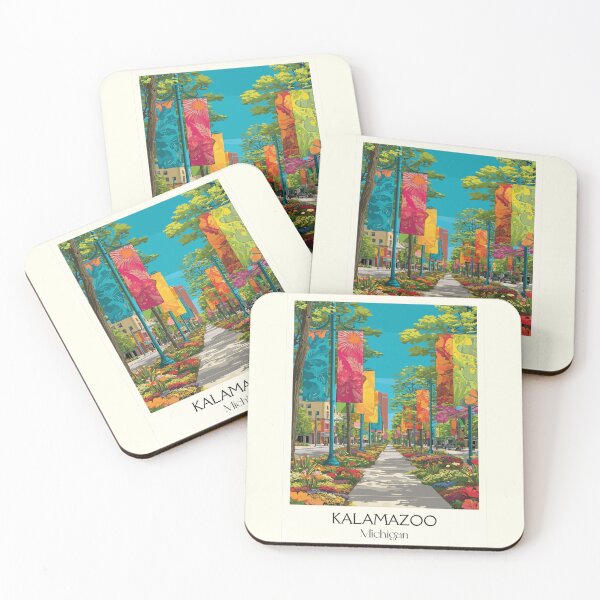 Item preview, Kalamazoo Michigan Vintage Travel Art | Downtown Mall Illustration designed and sold by TuncGK.