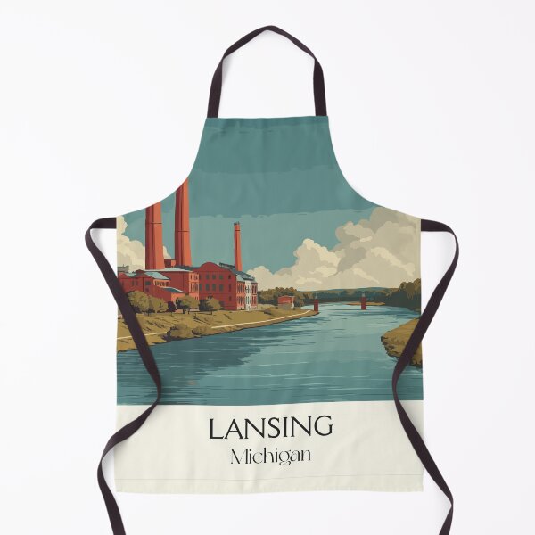 Item preview, Lansing Michigan Vintage Travel Art | State Capital Industrial Design designed and sold by TuncGK.