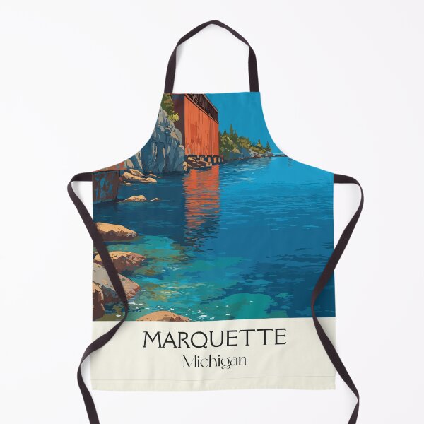 Item preview, Marquette Michigan Retro Travel Art | Lake Superior Shoreline Design designed and sold by TuncGK.