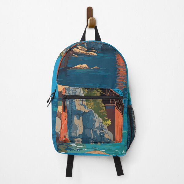 Item preview, Marquette Michigan Retro Travel Art | Lake Superior Shoreline Design designed and sold by TuncGK.