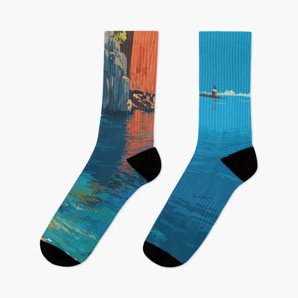 Item preview, Marquette Michigan Retro Travel Art | Lake Superior Shoreline Design designed and sold by TuncGK.