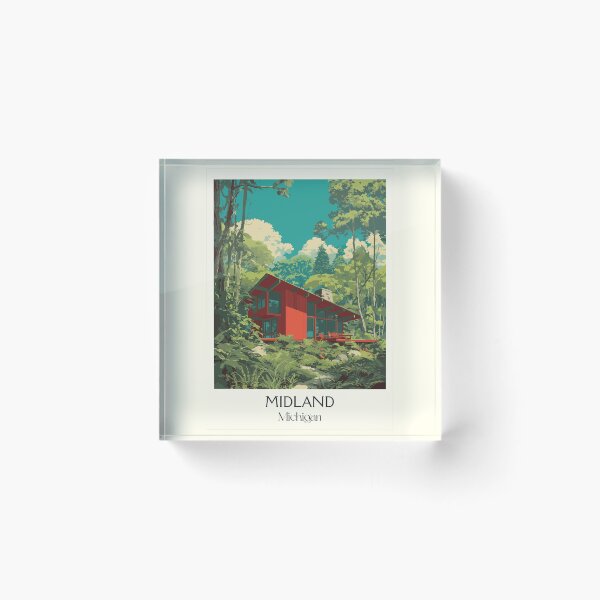 Item preview, Midland Michigan Vintage Travel Art | Mid-Century Modern Architecture designed and sold by TuncGK.