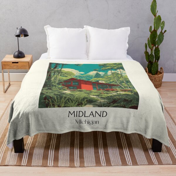 Item preview, Midland Michigan Vintage Travel Art | Mid-Century Modern Architecture designed and sold by TuncGK.