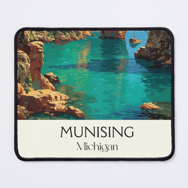 Item preview, Munising Michigan Vintage Travel Art | Pictured Rocks Illustration designed and sold by TuncGK.