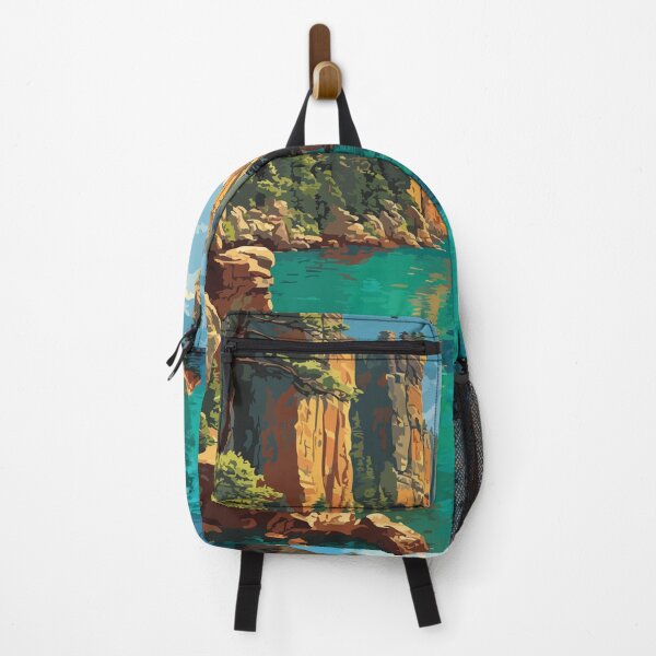 Item preview, Munising Michigan Vintage Travel Art | Pictured Rocks Illustration designed and sold by TuncGK.