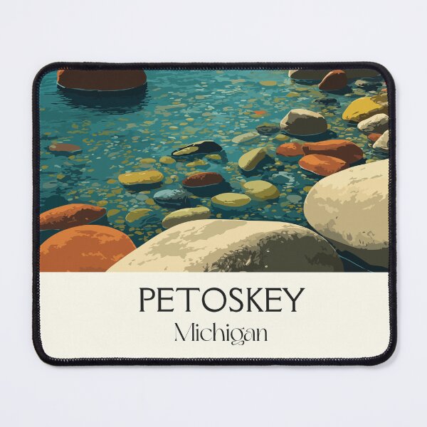Item preview, Petoskey Michigan Vintage Travel Art | Rocky Shoreline Illustration designed and sold by TuncGK.