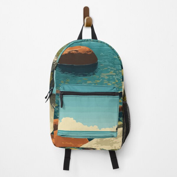 Item preview, Petoskey Michigan Vintage Travel Art | Rocky Shoreline Illustration designed and sold by TuncGK.