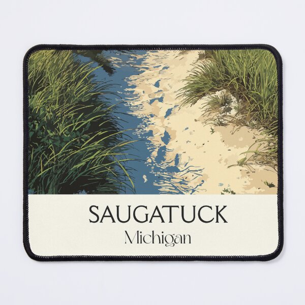 Item preview, Saugatuck Michigan Retro Travel Art | Lake Michigan Sand Dunes Design designed and sold by TuncGK.
