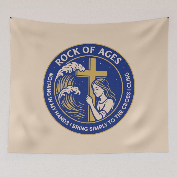 Item preview, ROCK OF AGES - Christian Hymn, Reformed Theology, Faith - Blue designed and sold by Glory After Tears.