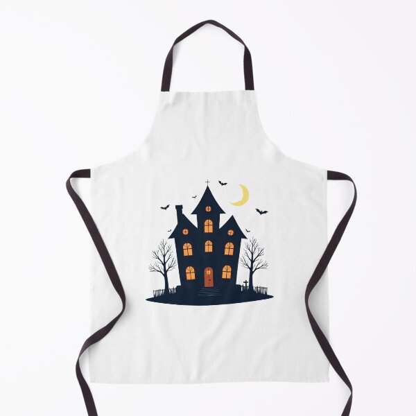 Item preview, Spooky haunted house with glowing windows and bats flying at night designed and sold by SpaceartLilu.