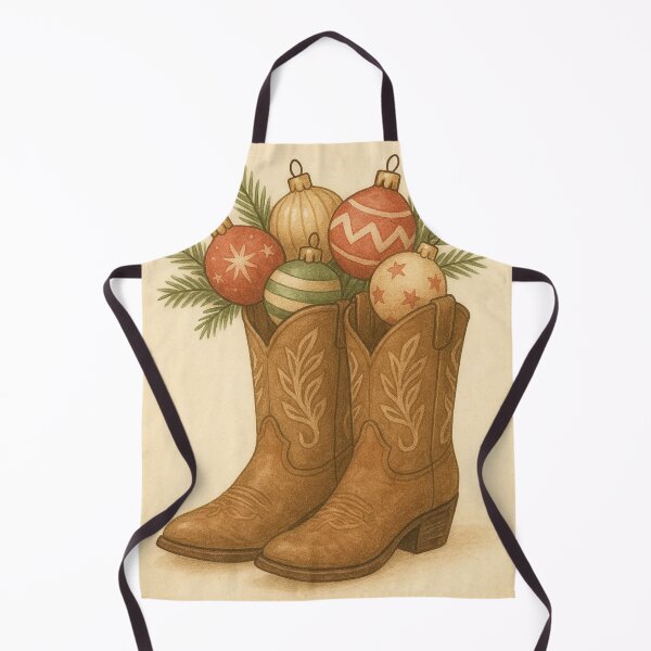 Item preview, Retro Western Cowboy Boots Christmas Art designed and sold by CreatedbyKandJ.