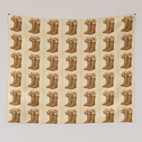 Item preview, Retro Western Cowboy Boots Christmas Art designed and sold by CreatedbyKandJ.
