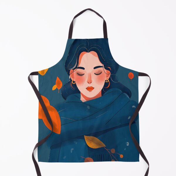 Item preview, Minimalist Fine Line Portrait of Woman with Wool Scarf and Autumn Leaves designed and sold by Ojo de Lilith.