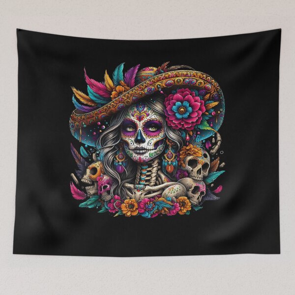 Item preview, Fall Floral Sugar Skull Women Catrina designed and sold by BASKF.
