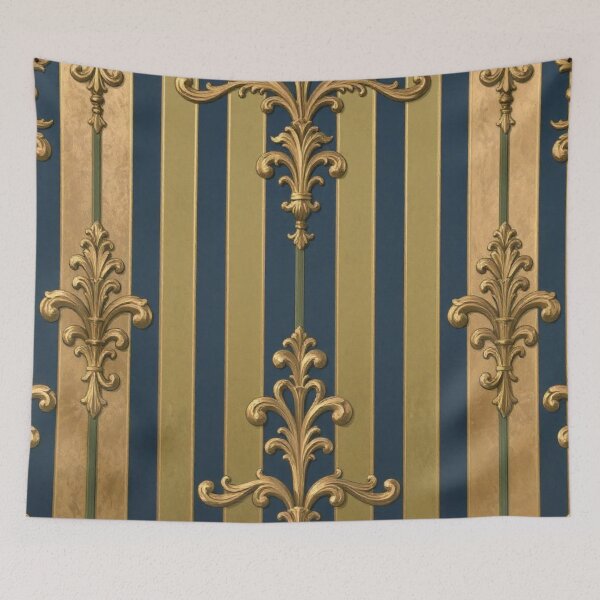 Item preview, Olive & Midnight Blue Striped Gold Baroque designed and sold by DesignsByPrnces.
