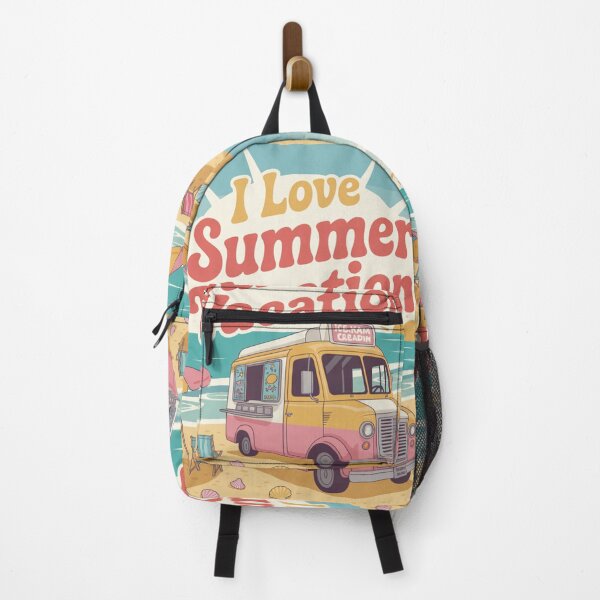 Item preview, Vintage ice cream truck on the beach ("I Love Summer Vacation") designed and sold by FusiTink.