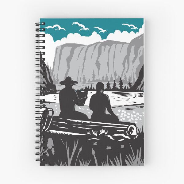 Item preview, Hikers near Mirror Lake in Yosemite National Park Woodcut Retro Style designed and sold by patrimonio.