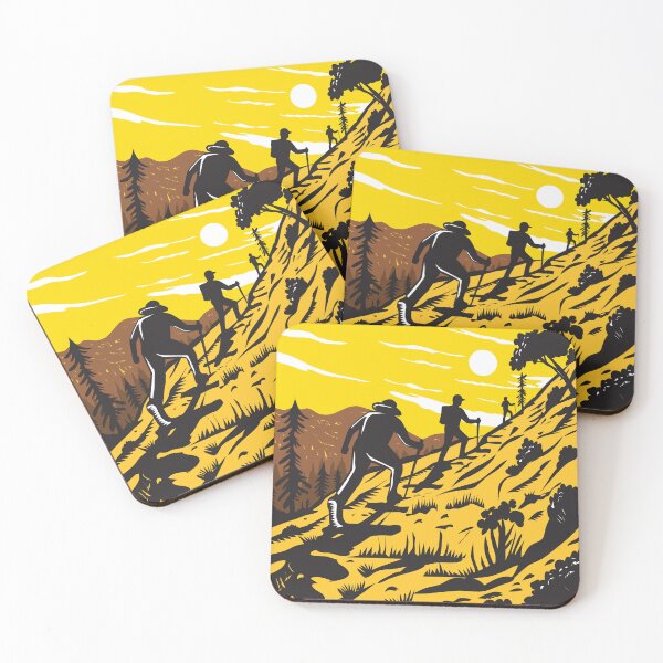 Item preview, Hikers Taking the Mist Trail in Yosemite National Park Woodcut WPA Retro Style designed and sold by patrimonio.
