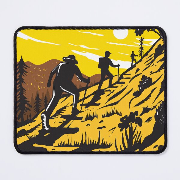 Item preview, Hikers Taking the Mist Trail in Yosemite National Park Woodcut WPA Retro Style designed and sold by patrimonio.
