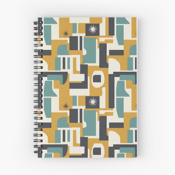 Item preview, Mid-Century Modern Geometric Pattern — Mustard, Teal & Charcoal (Seamless Retro) designed and sold by VoidBloom Studio.