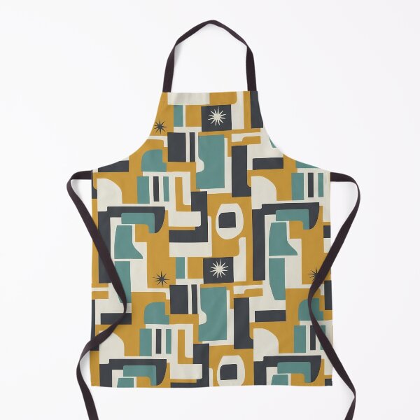 Item preview, Mid-Century Modern Geometric Pattern — Mustard, Teal & Charcoal (Seamless Retro) designed and sold by VoidBloom Studio.