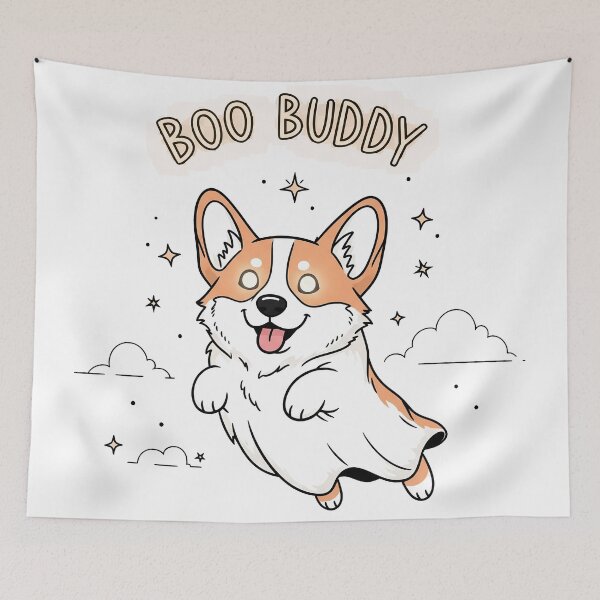 Item preview, Boo Buddy – Joyful Floating Corgi Ghost with Twinkling Stars designed and sold by zoughlal.