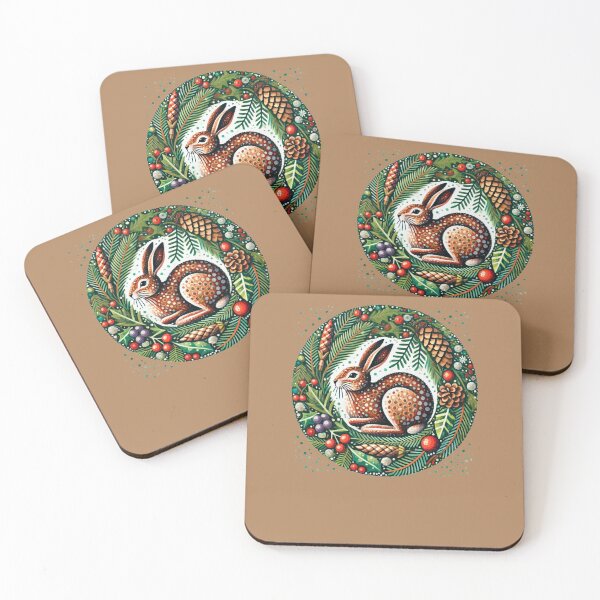 Item preview, Winter Rabbit Woodland Christmas Nature Pinecone Holiday Design designed and sold by FrictionMaxxing.