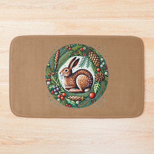 Item preview, Winter Rabbit Woodland Christmas Nature Pinecone Holiday Design designed and sold by FrictionMaxxing.