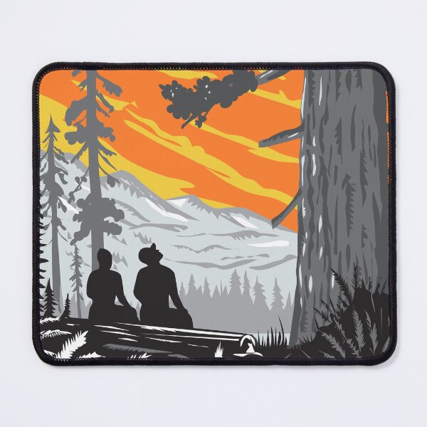 Item preview, Hikers in Boy Scout Tree Trail Jedediah Smith Redwoods State Park Woodcut WPA Retro Style designed and sold by patrimonio.