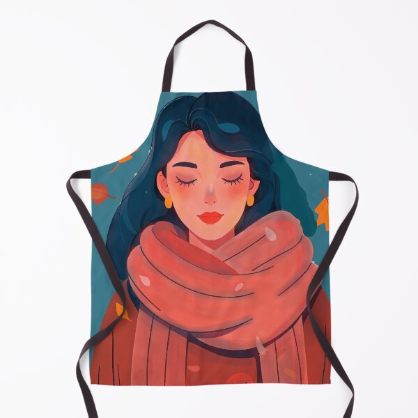 Item preview, Minimalist Fine Line Portrait of Woman with Wool Scarf and Autumn Leaves designed and sold by Ojo de Lilith.