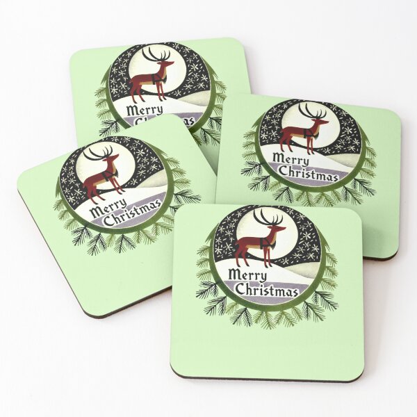 Item preview, Merry Christmas Reindeer Vintage Winter Holiday Nature Design designed and sold by FrictionMaxxing.