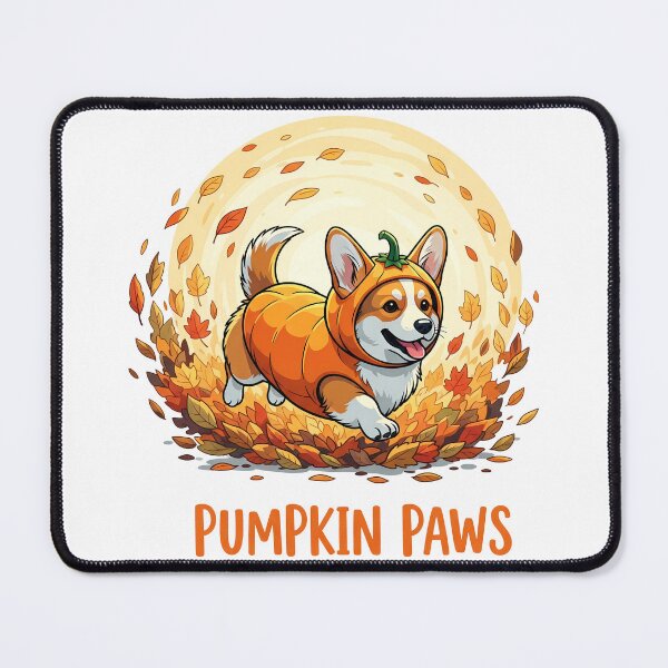 Item preview, Pumpkin Paws – Frolicking Corgi in Pumpkin Costume with Autumn Leaves designed and sold by zoughlal.