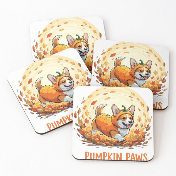 Item preview, Pumpkin Paws – Frolicking Corgi in Pumpkin Costume with Autumn Leaves  designed and sold by zoughlal.