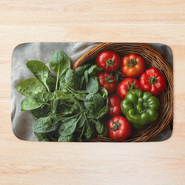 Item preview, Basket of Fresh Tomatoes, Spinach, and Green Pepper designed and sold by Shannon Hilson.