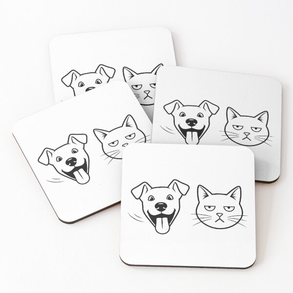 Item preview, Happy Dog vs. Grumpy Cat | Funny Pet Lover Line Art designed and sold by homepuppy.