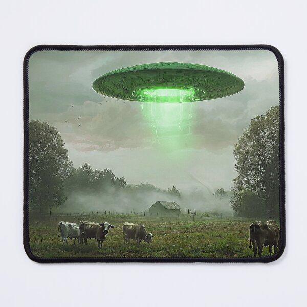 Item preview, UFO Beaming Green Light Over Farm Pasture with Cows designed and sold by Shannon Hilson.