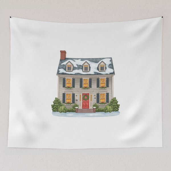 Item preview, Snowy Colonial House designed and sold by CozyinTime.