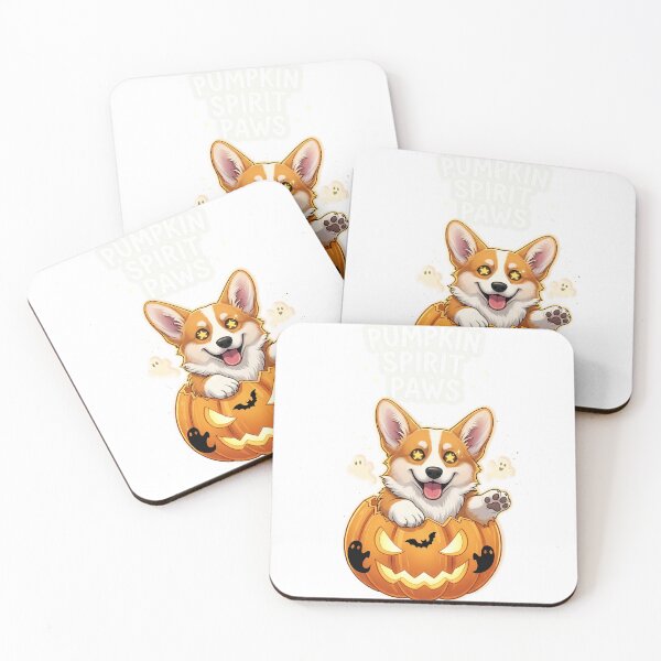 Item preview, Pumpkin Spirit Paws – Frolicking Corgi Emerging from Carved Pumpkin designed and sold by zoughlal.