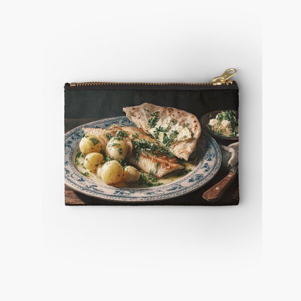 Item preview, Plate of Fish with Potatoes, Flatbread, and Herbs designed and sold by Shannon Hilson.