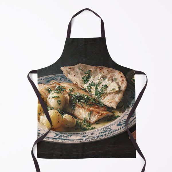 Item preview, Plate of Fish with Potatoes, Flatbread, and Herbs designed and sold by Shannon Hilson.